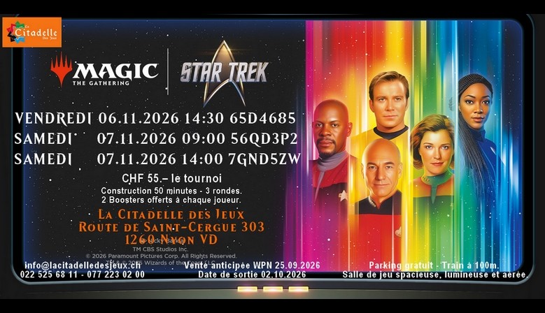 Magic The Gathering Star Trek 06.11.2026 Vente anticip&eacute;e WPN et Avant Premi&egrave;re - 13.11.2026 Sortie